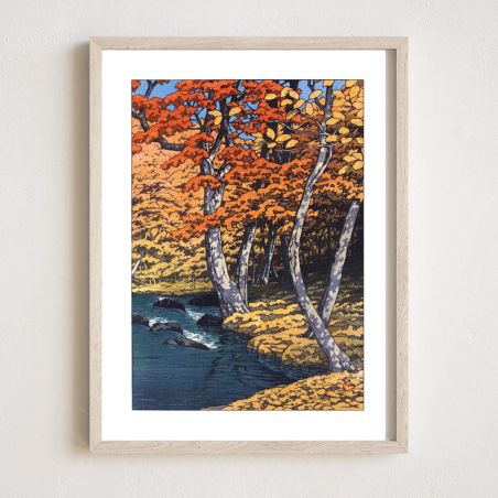 Reproduction d'estampe de Kawase Hasui, L'automne à Oirase, Oirase no aki