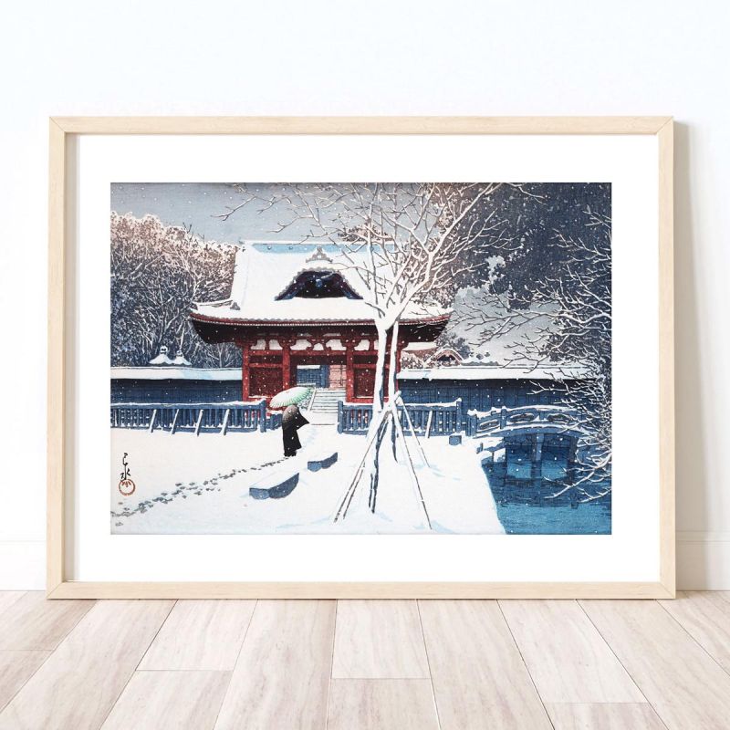 Kawase Hasui Print Riproduzione, Neve nel Parco Shiba, Shiba koen no yuki