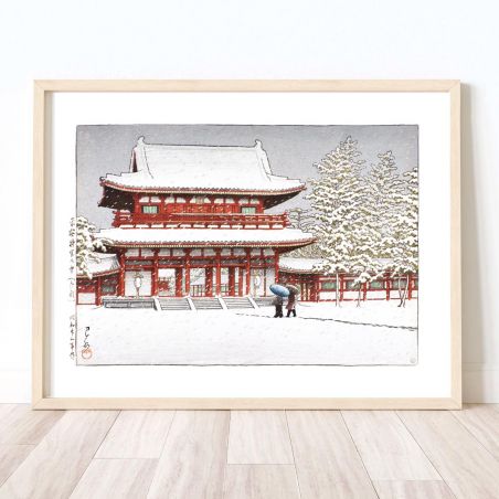 riproduzione a stampa di Kawase Hasui, Neve al Santuario Heian, Kyoto, Heian jingu no yuki Kyoto