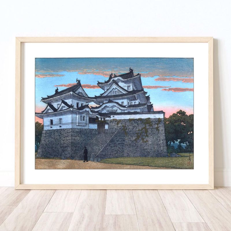 Kawase Hasui Druckreproduktion, Schloss Hakuo in Ueno von Iga, Iga Ueno Hakuo jo