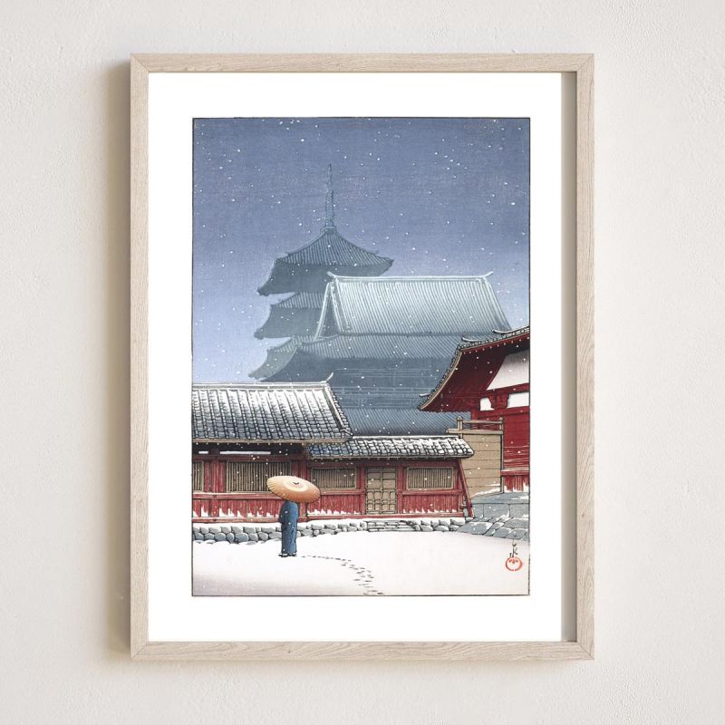 Druckreproduktion von Kawase Hasui, Tennoji-Tempel in Osaka, Osaka Tennoji