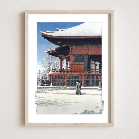 print reproduction of Kawase Hasui, Clear sky after snow, Asakusa Kannon no yukibare