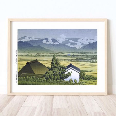 reproduction d'estampe de Kawase Hasui, Le Mont Inari, Préfecture de Nagano, Nagano ken Inariyama