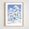 reproduccion impresa de Kawase Hasui, Pinos en un día claro después de la nieve, Matsu no yukibare