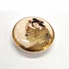 Vintage Satsuma button, late 19th century early 20th century - geisha