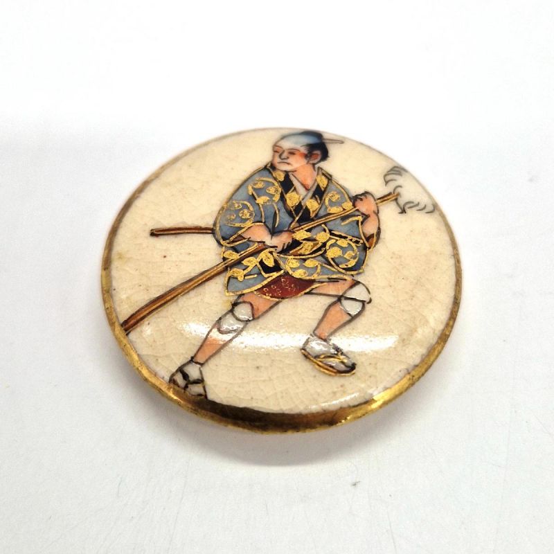 Vintage Satsuma button, late 19th century early 20th century - ronin