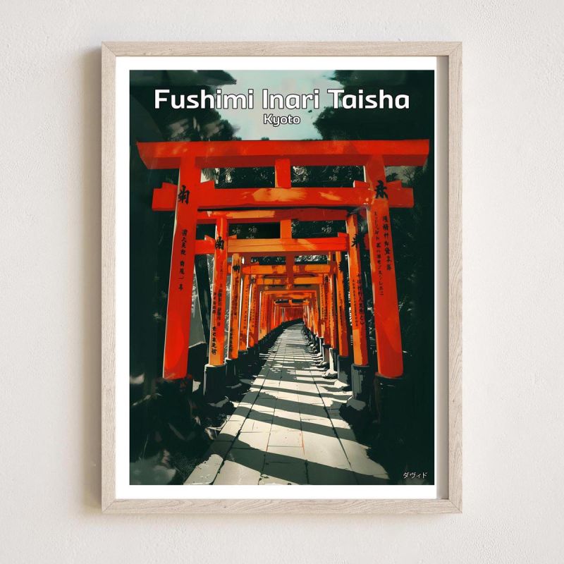 illustration japonaise du sanctuaire Fushimi Inari Taisha à Kyoto, by ダヴィッド