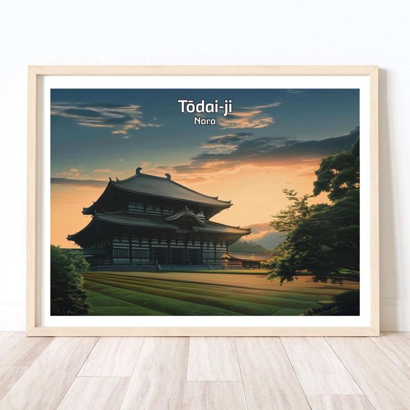 Japanische Illustration des buddhistischen Tōdai-ji-Tempels in Nara, von ダヴィッド