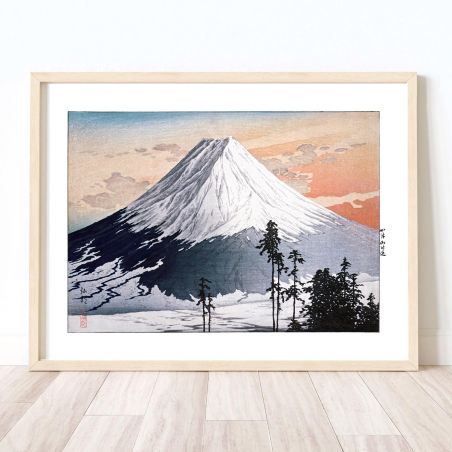 Japanischer Druck, Mount Fuji- Katsuyama District von Hiroaki Takahashi-1929