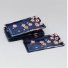 Set de 5 assiettes rectangulaires japonaises Bleu foncé, SAKURA