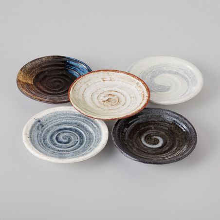 Set di 5 piccoli piattini in ceramica a spirale - UZUMAKU