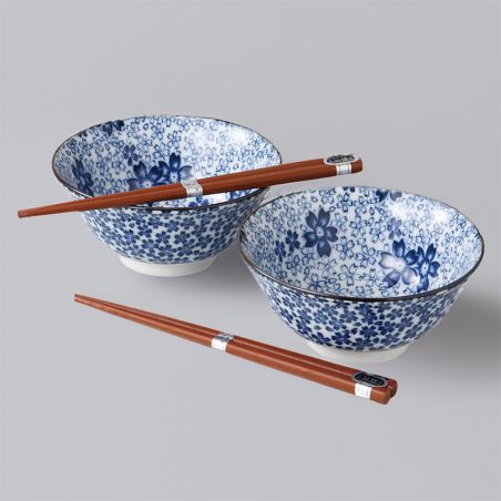 Set de 2 bols japonais en céramique - AO SAKURA PATTA