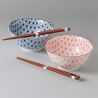 Set of 2 Japanese ceramic bowls - AKA TO AO ASANOA