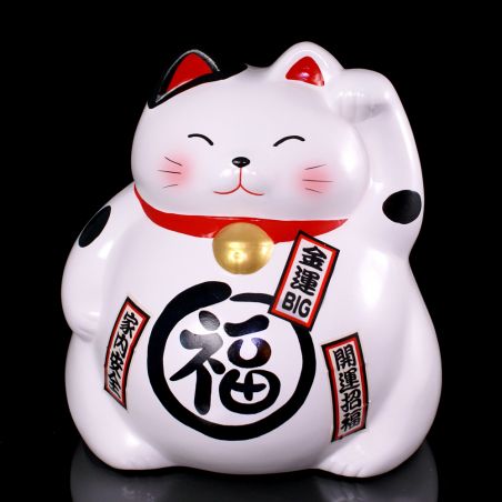 Alcancía japonesa manekineko gato de la suerte, SHIRO OKANE 1