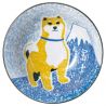 Blue ceramic Japanese ramen bowl with shiba dog motif - SHIBAINU