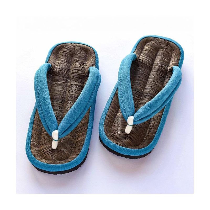 Paar japanische Zori-Sandalen, BAMBUS-HEMPU, blau