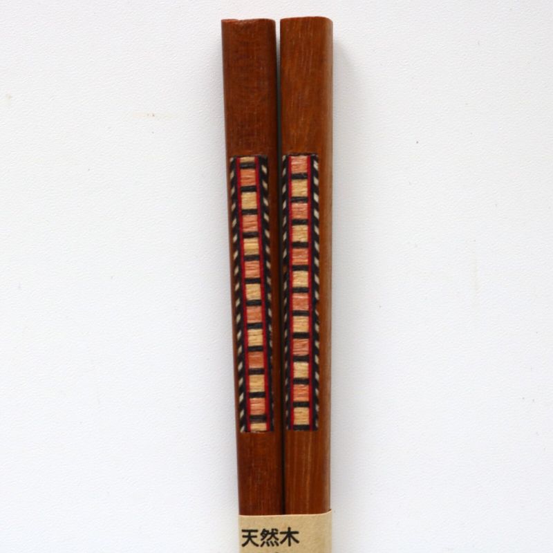 Pair of Japanese chopsticks in natural dark wood - YOSEGI