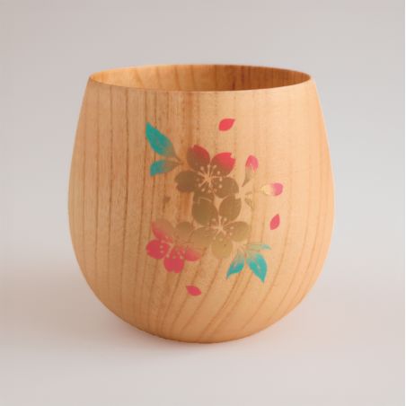 Japanese wooden bowl, cherry blossoms - SAKURA NO HANA 1