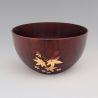 Japanese brown wooden bowl, autumn leaves - MOMIJI