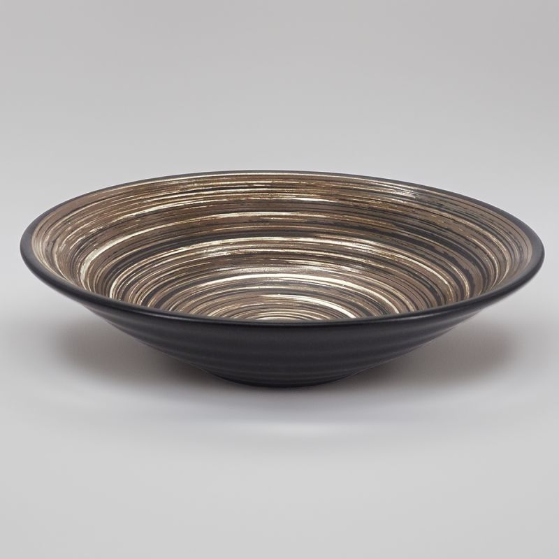 japanese noodle ramen bowl in ceramic Ø23,2cm UZUMAKI, brown swirl