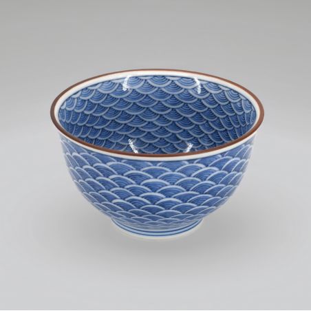 Taza japonesa de ceramica azul SEIGAIHA olas