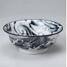 Japanese ceramic ramen bowl black dragon and mount Fuji pattern - RYU TO FUJISAN 1