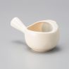 Japanese white ceramic kyusu teapot without lid - FUTA NASHI, 380cc