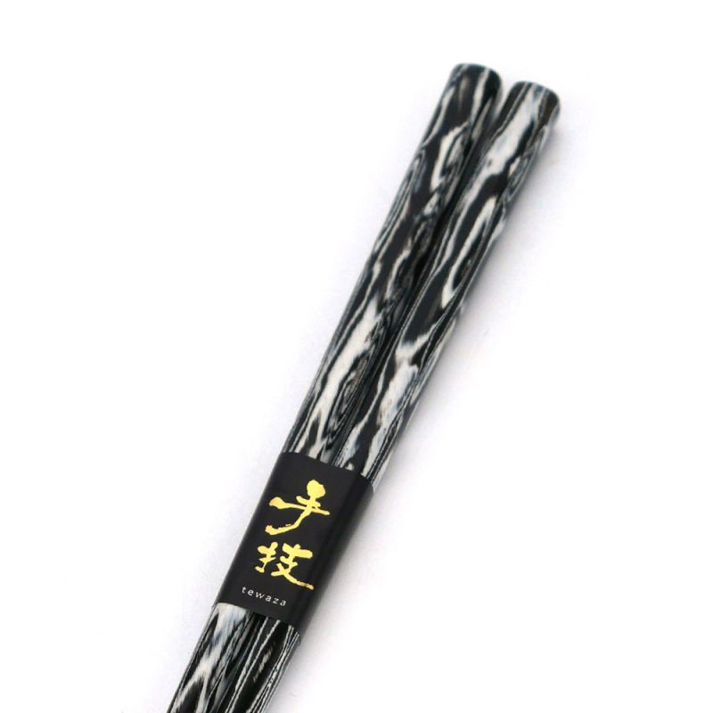 Paire de baguettes japonaises en bois naturel rouge ou noire, WAKASA NURI SUIGETSU, 21 ou 23 cm