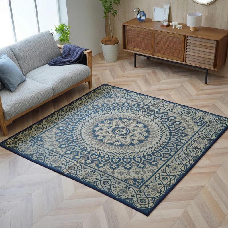 Tapis traditionnel japonais, natte en paille de riz, motif cercles, Sākuru