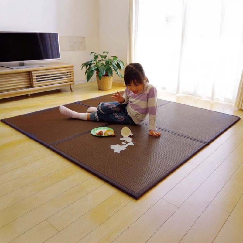 Tatami giapponese tradizionale, stuoia in polipropilene, nero, SQUASH, 82x82cm