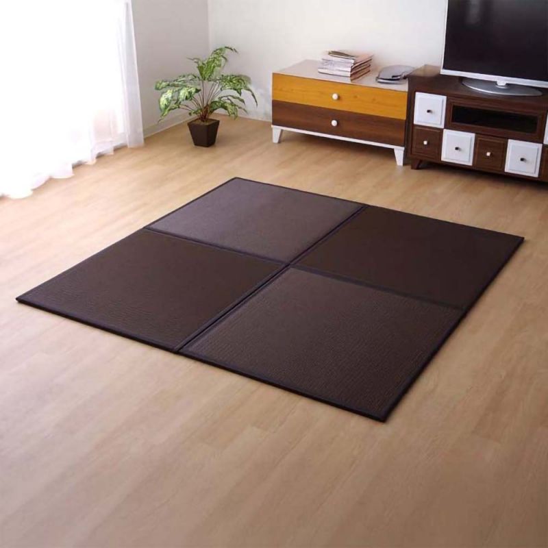 Tatami traditionnel japonais, natte en polypropylène, marron, SQUASH, 82x82cm