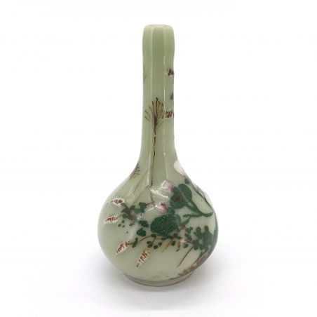 Vase soliflore japonais rond, vert, vintage