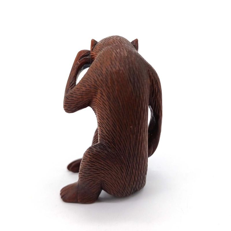 Okimono japonais en bois sculpté représentant un singe, hauteur 5 cm