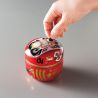 Japanese white metal tea caddy, DARUMA, 150g