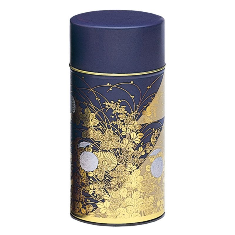 Japanese purple metal tea caddy, SHUKANOEN, 200 g