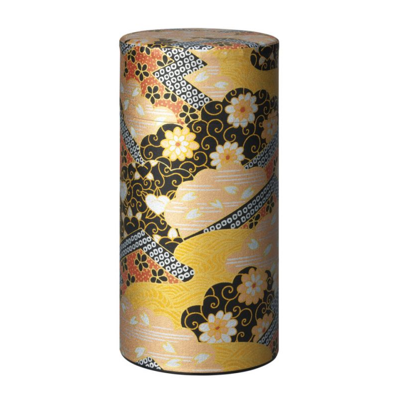 Carrito de té japonés negro y dorado en papel washi, KOGANE, 200 g