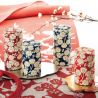 Japanese blue tea canisters covered with washi paper, UMEROMAN, 200 g