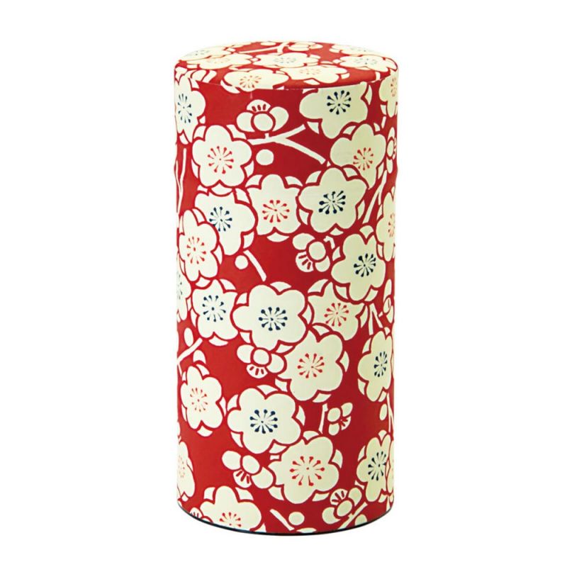 Japanese red tea canisters covered with washi paper, UMEROMAN, 200 g