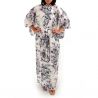 Kimono yukata tradizionale giapponese in cotone bianco con motivo a fiori di giglio per donna, YUKATA YURI